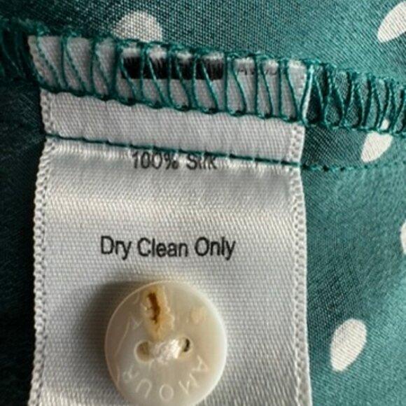 Amour Vert 100% Silk Polka Dot Blouse Size Small - Picture 7 of 7